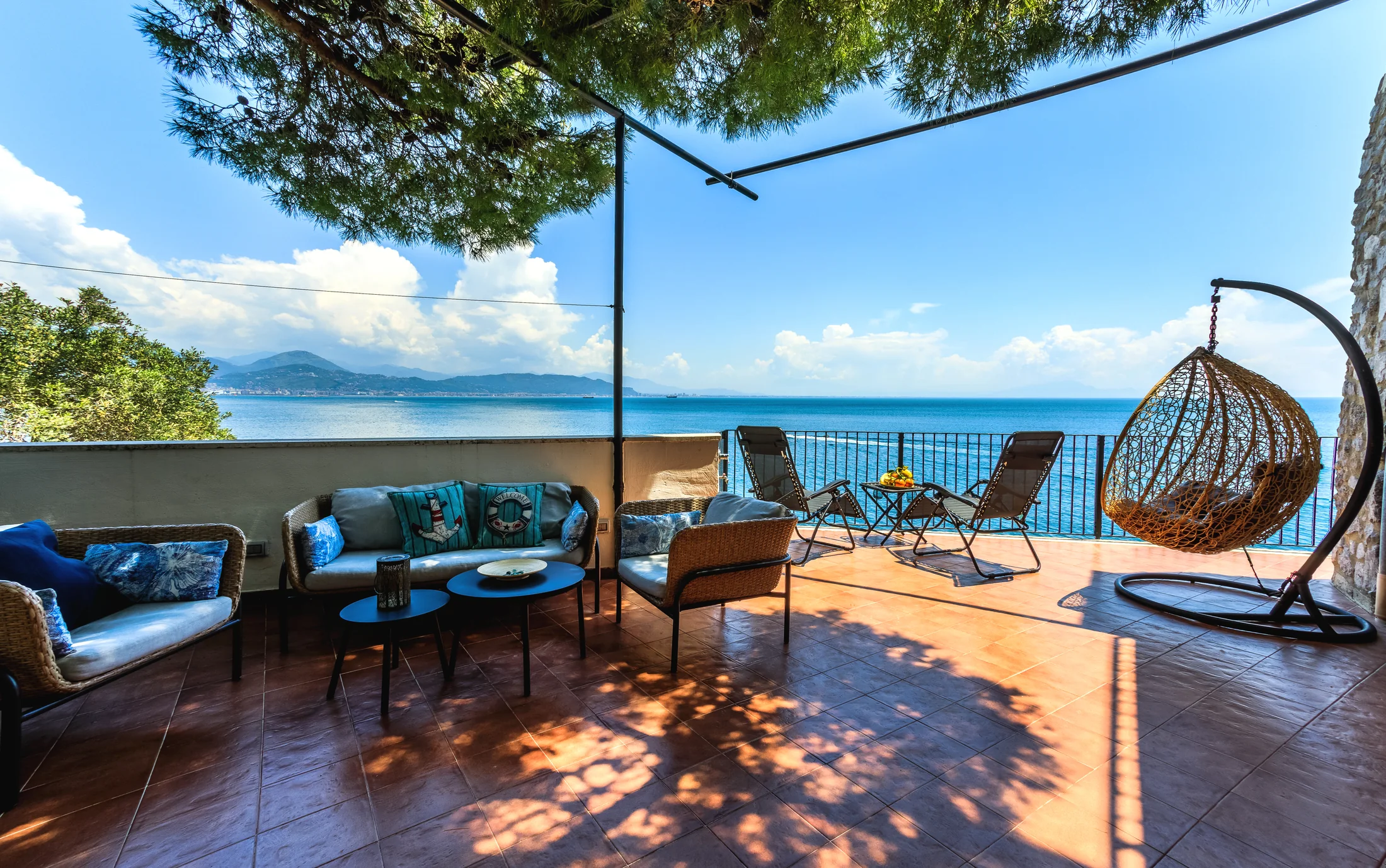 Villa Venere terrace overlooking the sea at Cetara